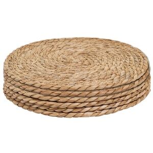 Set of 6 Round Woven Rattan 12 inch Placemats Boho Wall Decor Natural Fiber